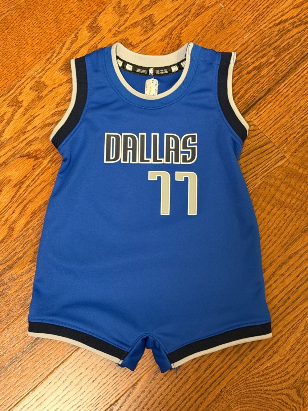 Baby Dallas Mavericks Luka Doncic 77 Blue Basketball Jersey One Piece Romper 12M